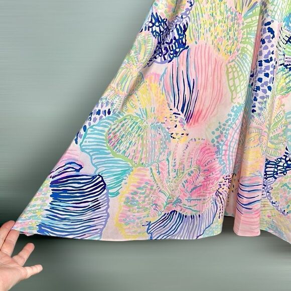 Lilly Pulitzer Clara Silk Multi Roar Of the Seas Asymmetric Hem Slip Dress S - Picture 5 of 7